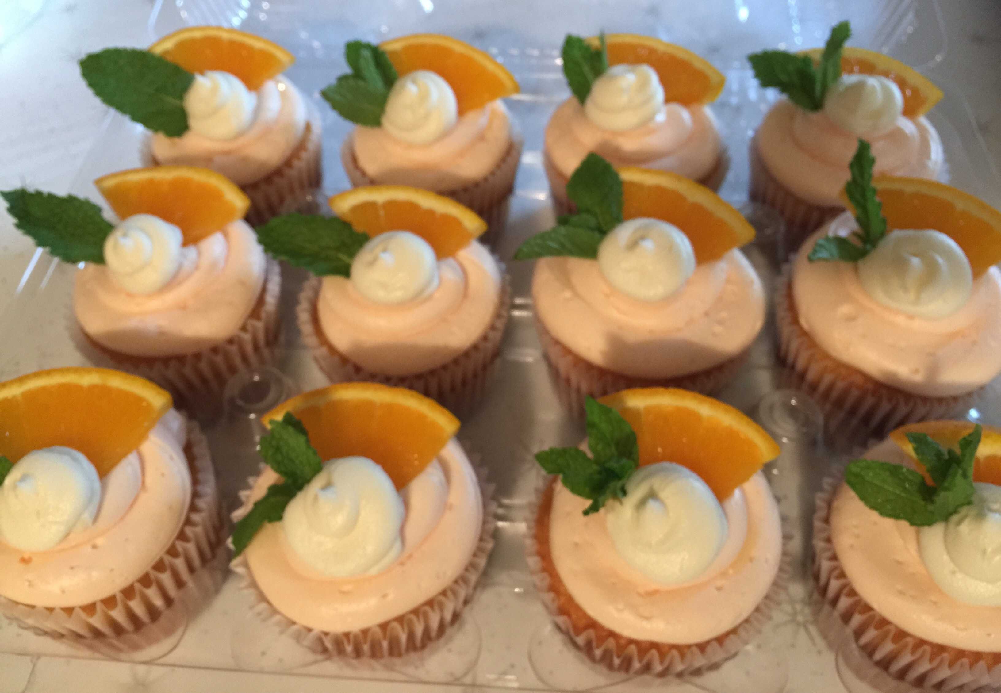 Orange cupcake filled with vanilla creme center