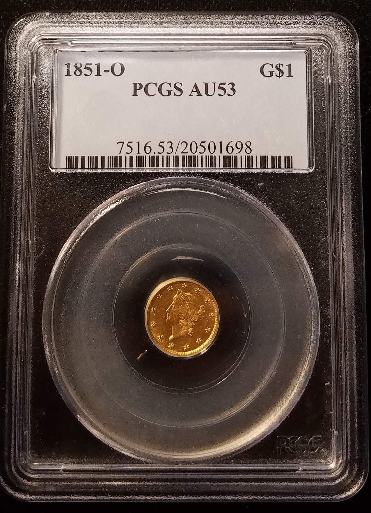 1851-O $1 Gold Dollar Type 1 PCGS AU53