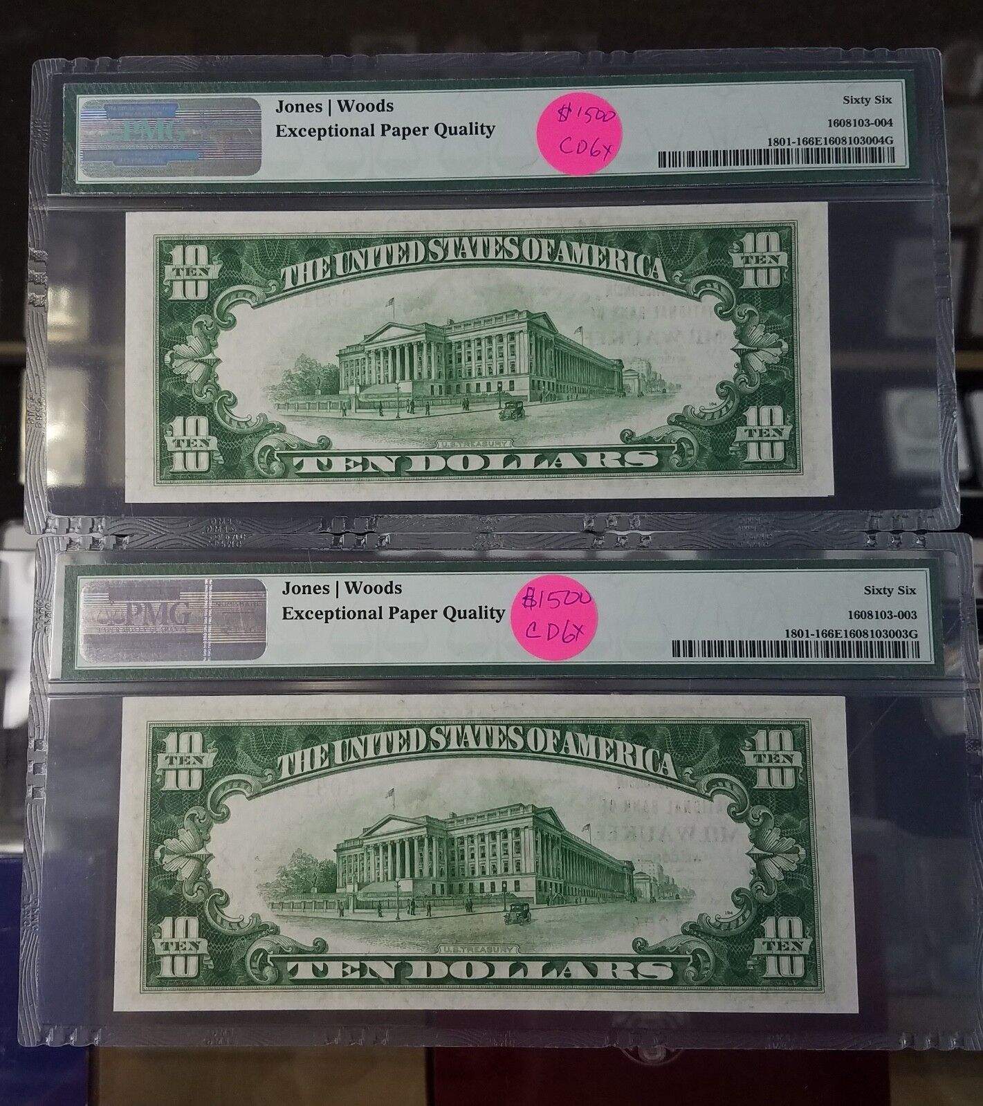 RARE! 2 Consecutive $10 1929 Milwaukee WI National Currency Bank Note PMG 66EPQ!