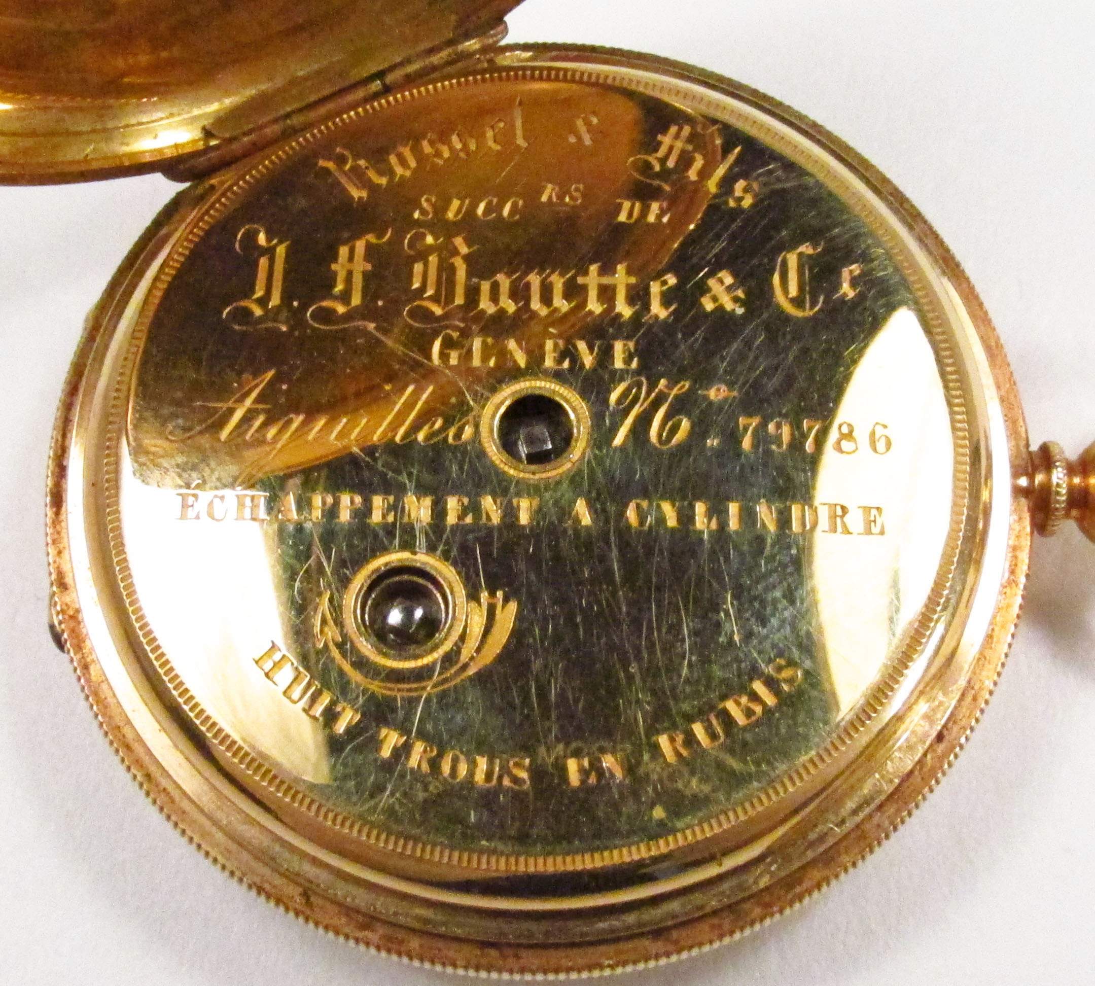 Antique Jean Francois Bautte & Co. Swiss 18K Gold Diamond Enamel Pocket Watch