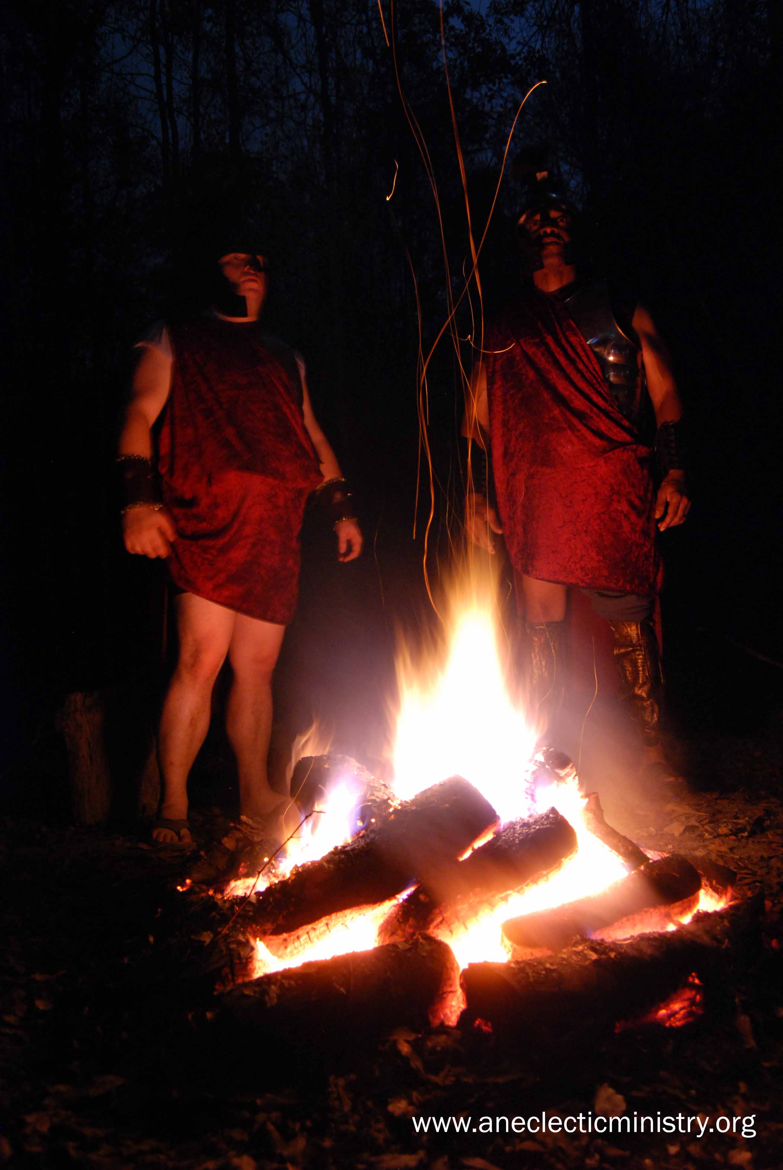Roman foot soldiers by a campfire