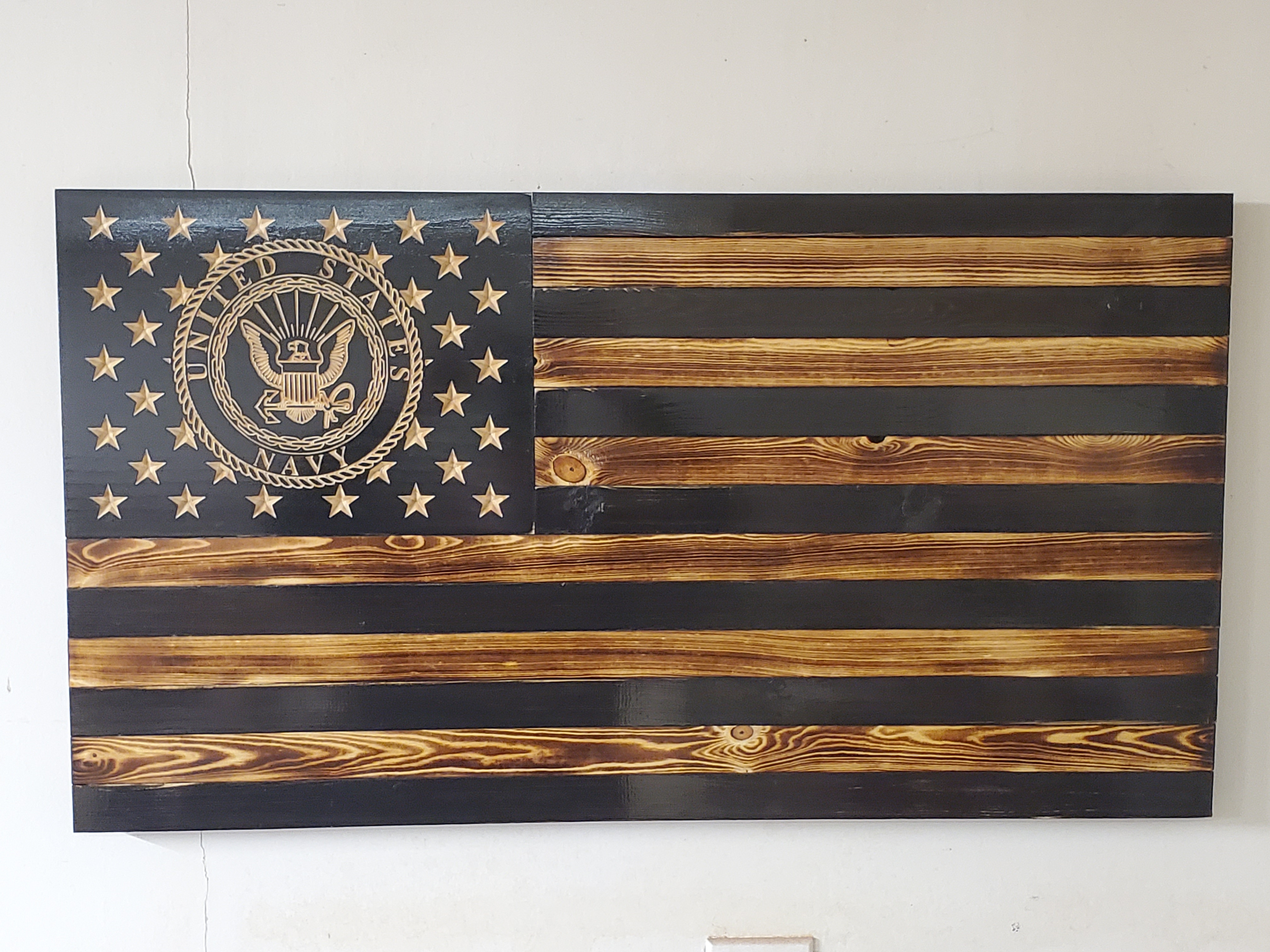 Wooden Flag United States Navy Subdued